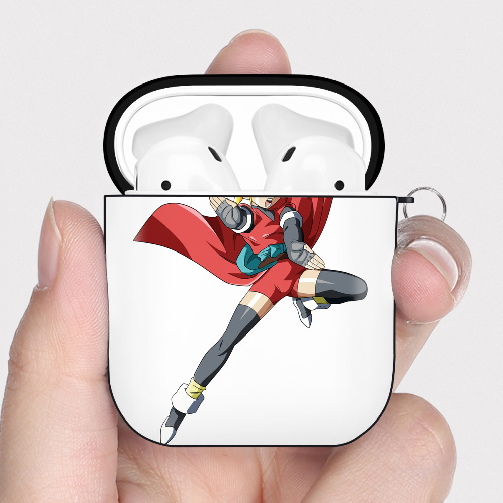 （画像用） ドラゴンボール カリフラ DRAGON BALL Caulifla AirPods 第2世代保護ケース ハードシェル ブラック 耐衝撃・防指紋・カラビナ付き