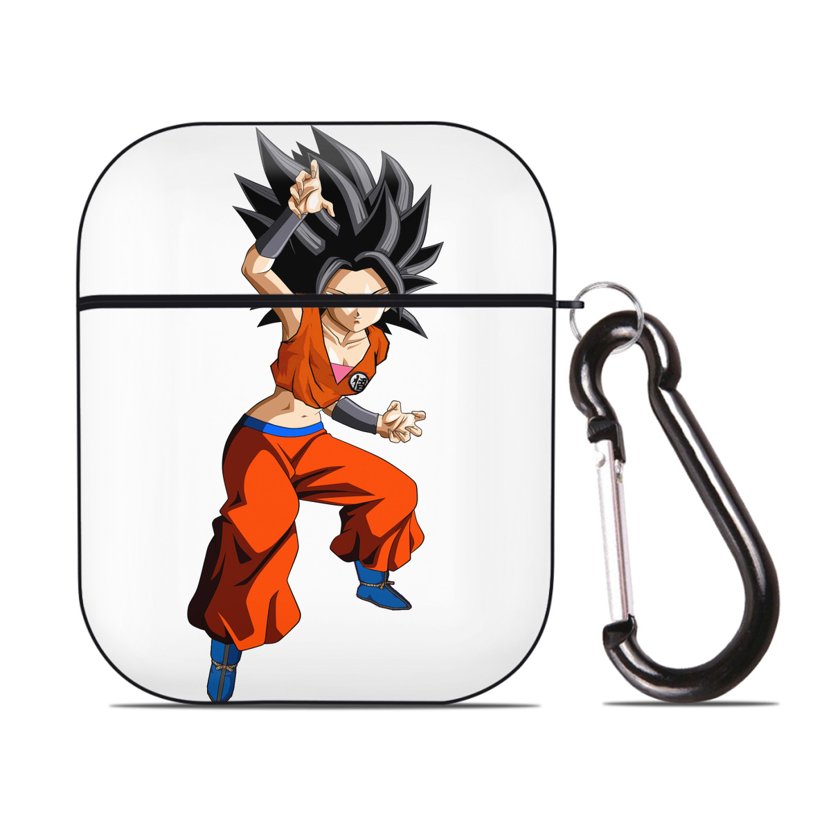 （画像用） ドラゴンボール カリフラ DRAGON BALL Caulifla AirPods 第2世代保護ケース ハードシェル ブラック 耐衝撃・防指紋・カラビナ付き