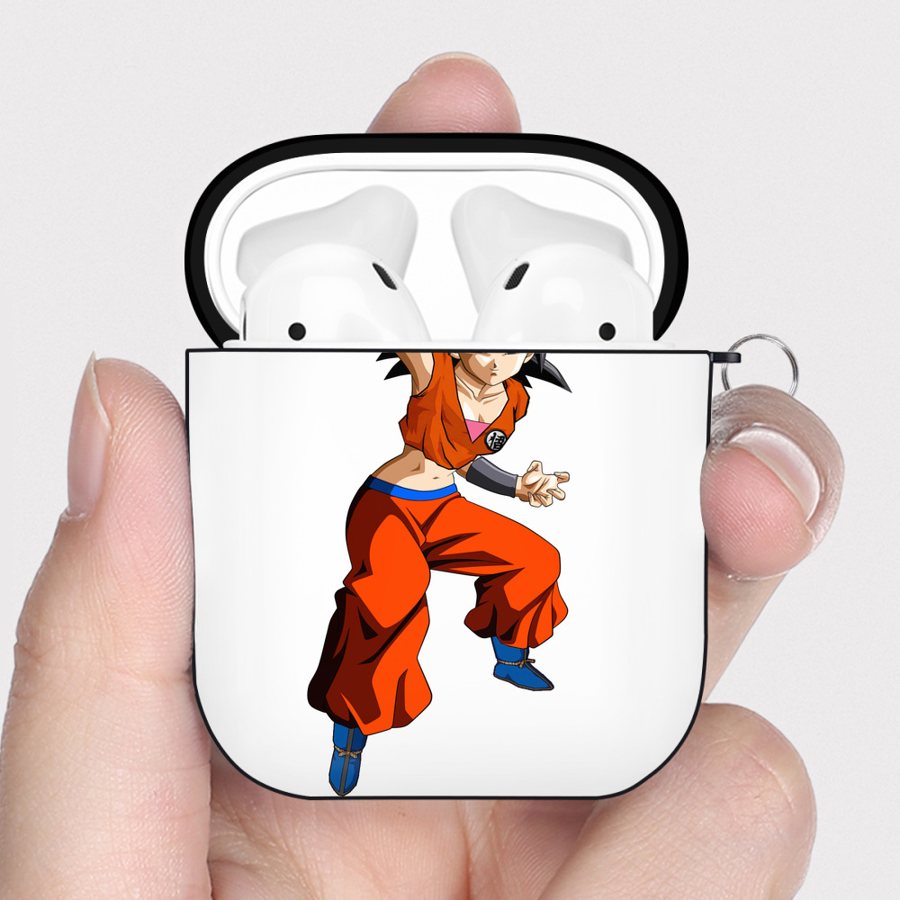 （画像用） ドラゴンボール カリフラ DRAGON BALL Caulifla AirPods 第2世代保護ケース ハードシェル ブラック 耐衝撃・防指紋・カラビナ付き