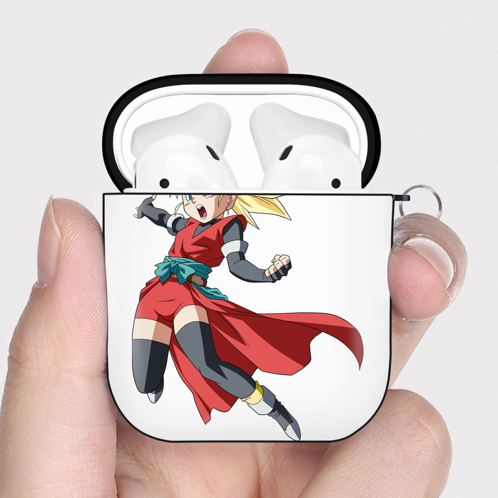 （画像用） ドラゴンボール カリフラ DRAGON BALL Caulifla AirPods 第2世代保護ケース ハードシェル ブラック 耐衝撃・防指紋・カラビナ付き