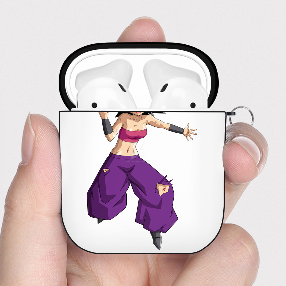 （画像用） ドラゴンボール カリフラ DRAGON BALL Caulifla AirPods 第2世代保護ケース ハードシェル ブラック 耐衝撃・防指紋・カラビナ付き