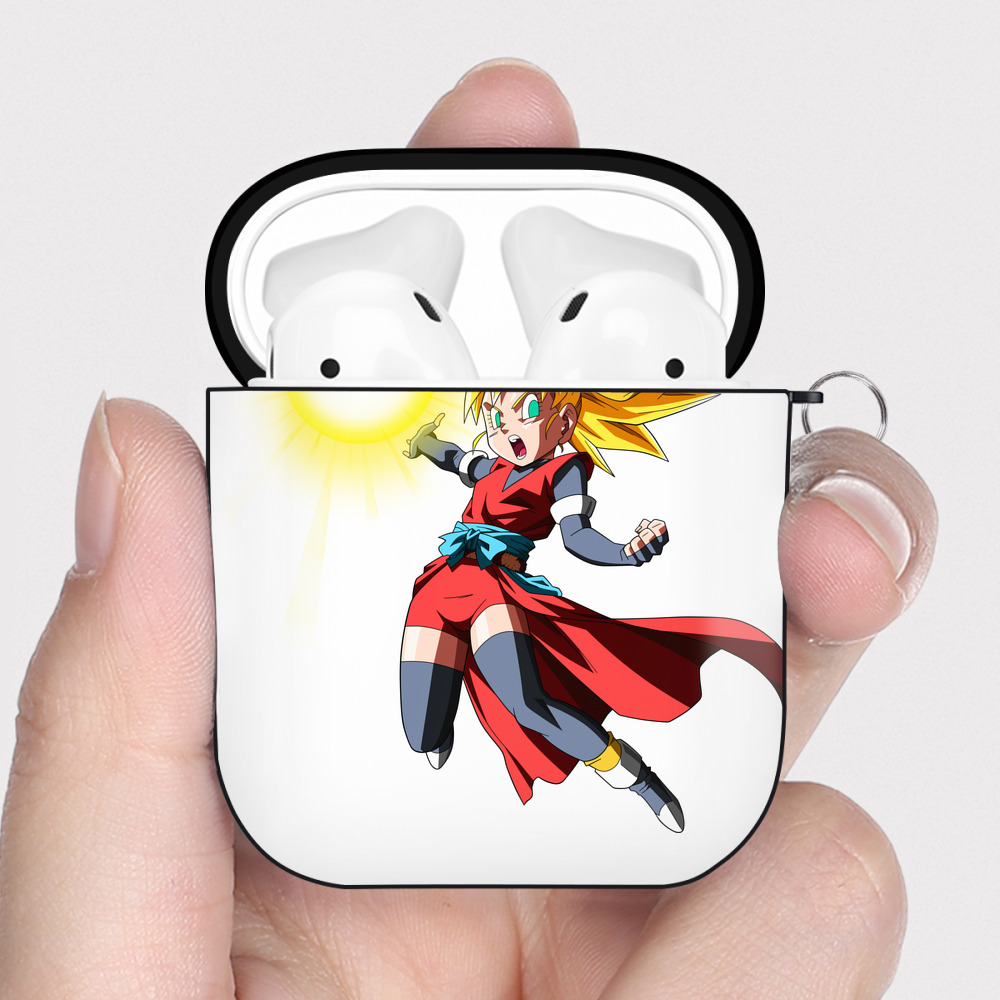 （画像用） ドラゴンボール カリフラ DRAGON BALL Caulifla AirPods 第2世代保護ケース ハードシェル ブラック 耐衝撃・防指紋・カラビナ付き