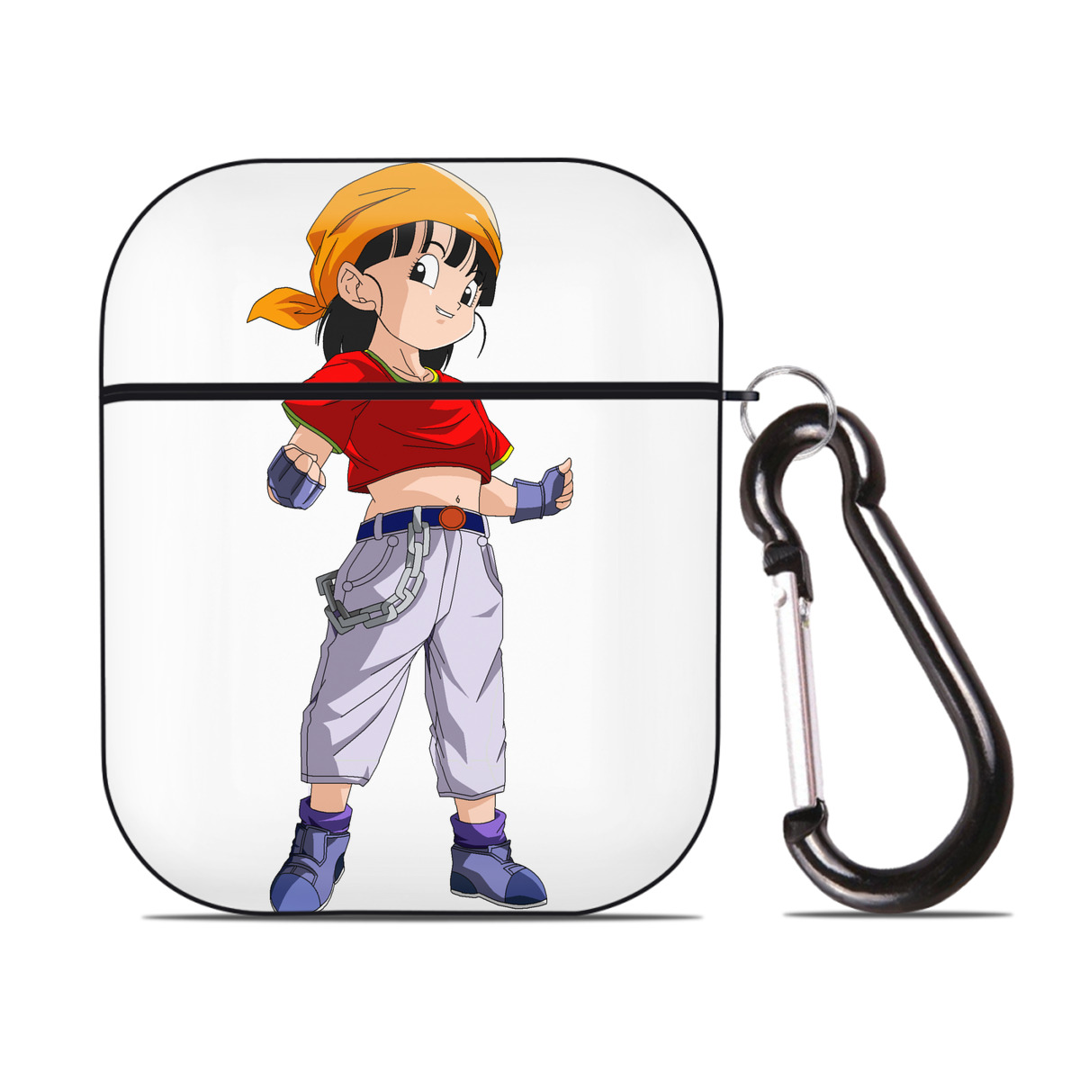 （画像用） ドラゴンボール パン DRAGON BALL Pan AirPods 第2世代保護ケース ハードシェル ブラック 耐衝撃・防指紋・カラビナ付き