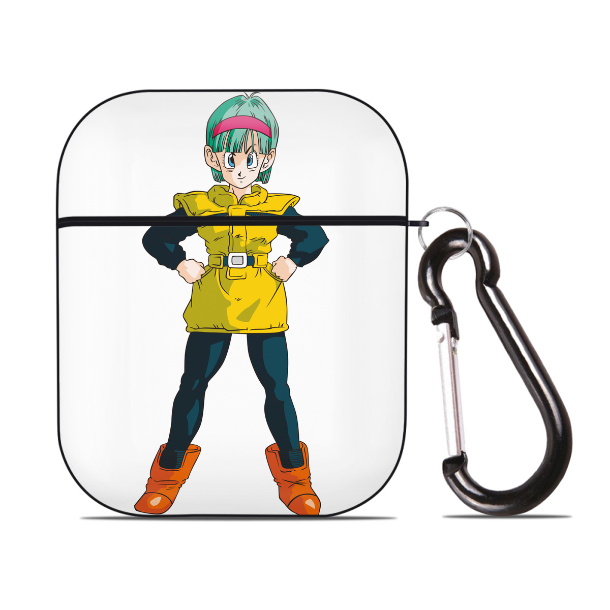 （画像用） ドラゴンボール ブルマ DRAGON BALL Bulma AirPods 第2世代保護ケース ハードシェル ブラック 耐衝撃・防指紋・カラビナ付き