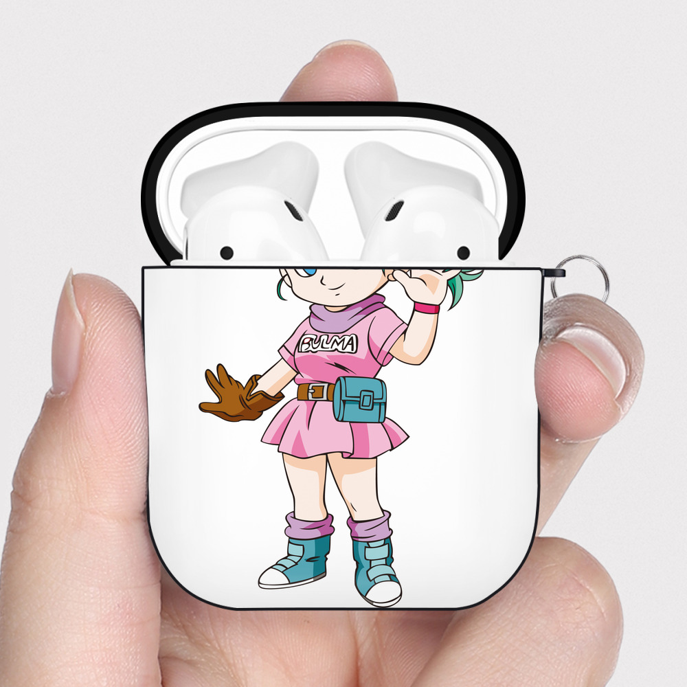 （画像用） ドラゴンボール ブルマ DRAGON BALL Bulma AirPods 第2世代保護ケース ハードシェル ブラック 耐衝撃・防指紋・カラビナ付き