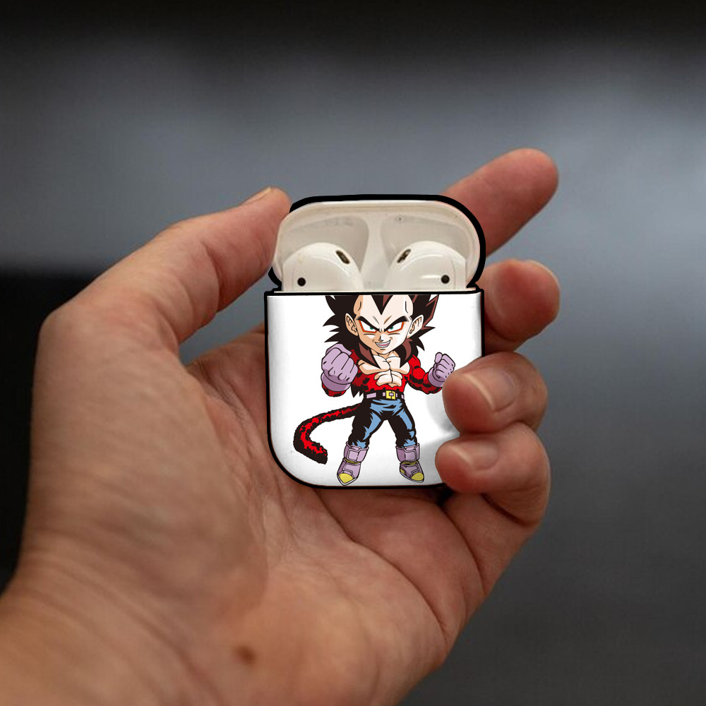ドラゴンボール ベジータ四世（Bejīta Yonsei）DRAGON BALL Vegeta IV AirPods 第2世代保護ケース ハードシェル ブラック 耐衝撃・防指紋・カラビナ付き