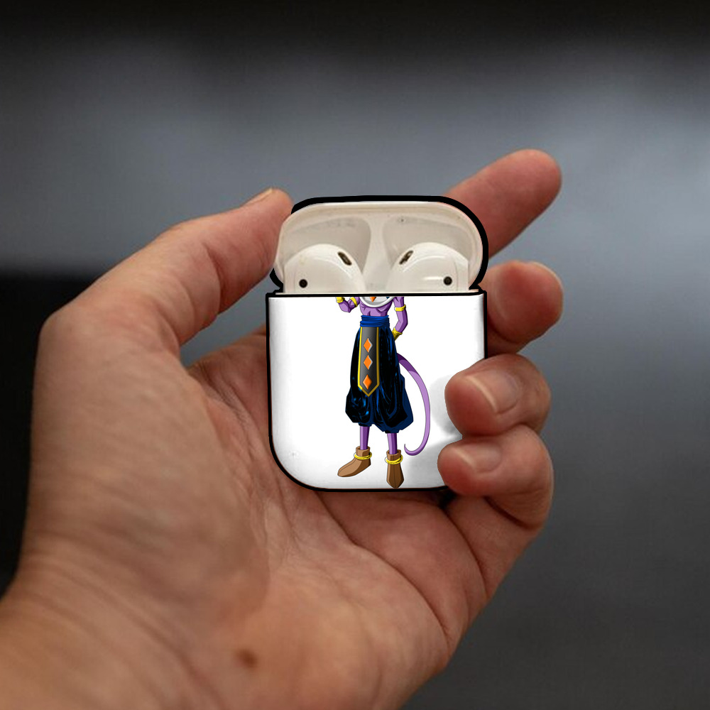 ドラゴンボール ビルス 破壊神ビルス DRAGON BALL Beerus Birusu AirPods 第2世代保護ケース ハードシェル ブラック 耐衝撃・防指紋・カラビナ付き