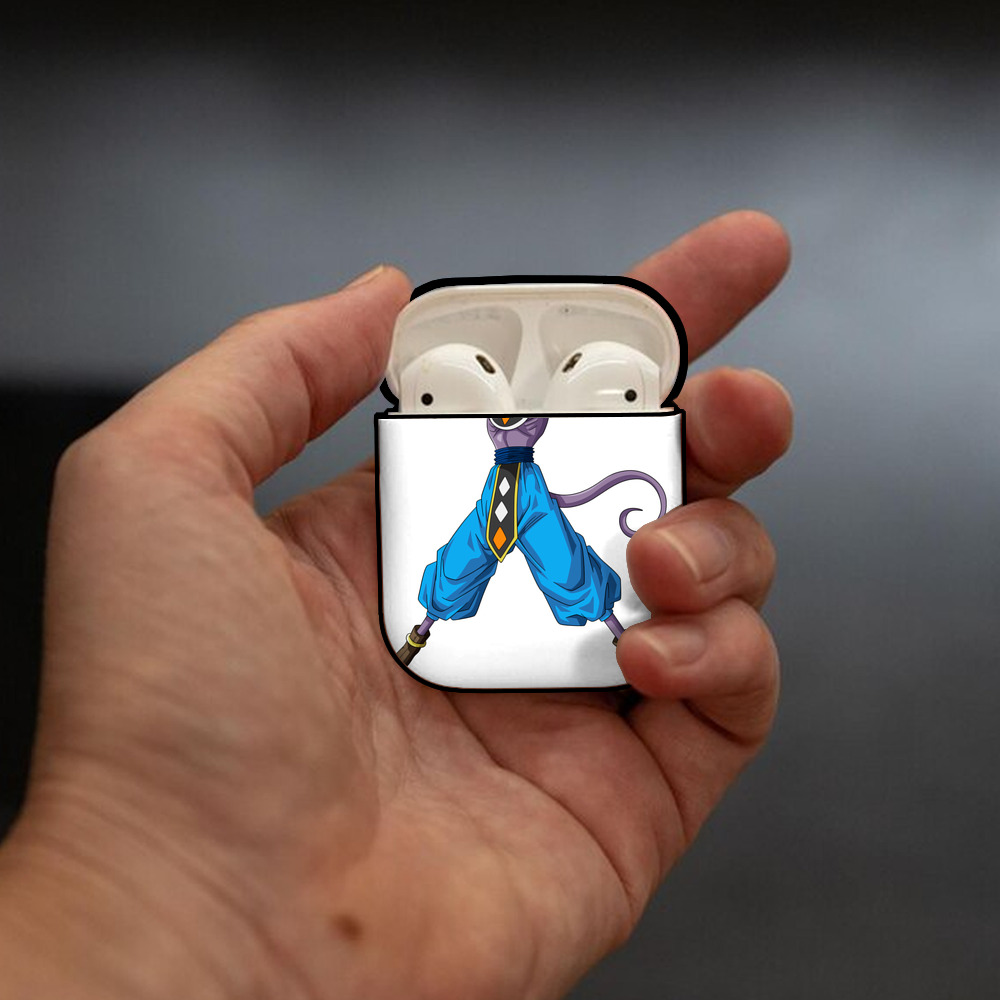 ドラゴンボール ビルス 破壊神ビルス DRAGON BALL Beerus Birusu AirPods 第2世代保護ケース ハードシェル ブラック 耐衝撃・防指紋・カラビナ付き