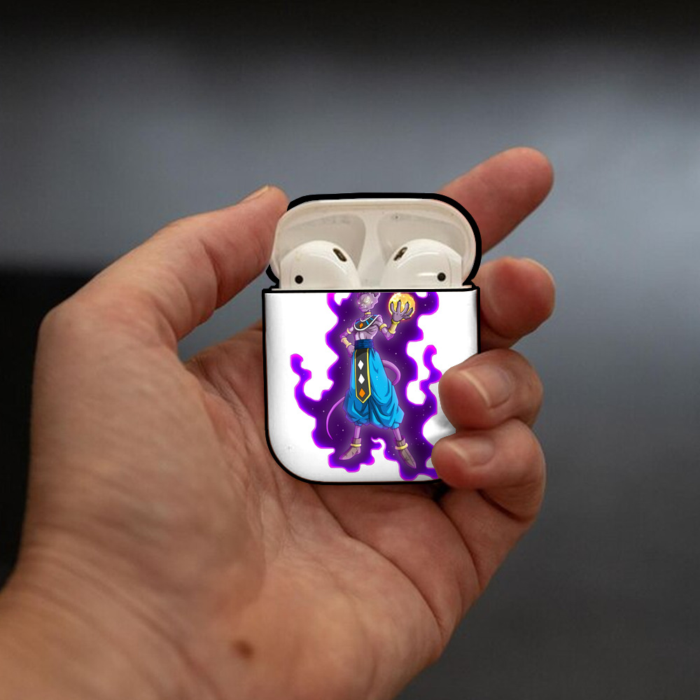 ドラゴンボール ビルス 破壊神ビルス DRAGON BALL Beerus Birusu AirPods 第2世代保護ケース ハードシェル ブラック 耐衝撃・防指紋・カラビナ付き