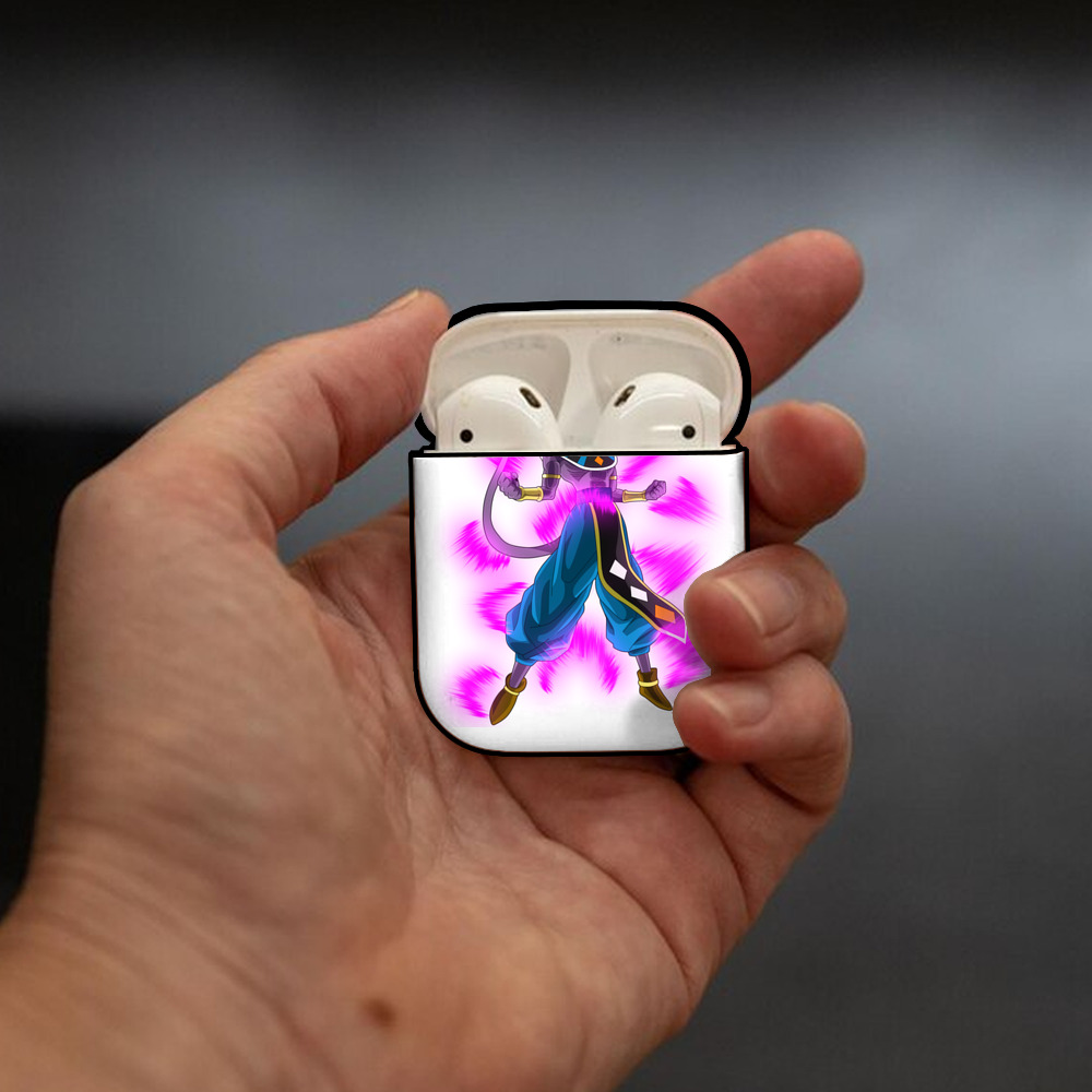 ドラゴンボール ビルス 破壊神ビルス DRAGON BALL Beerus Birusu AirPods 第2世代保護ケース ハードシェル ブラック 耐衝撃・防指紋・カラビナ付き