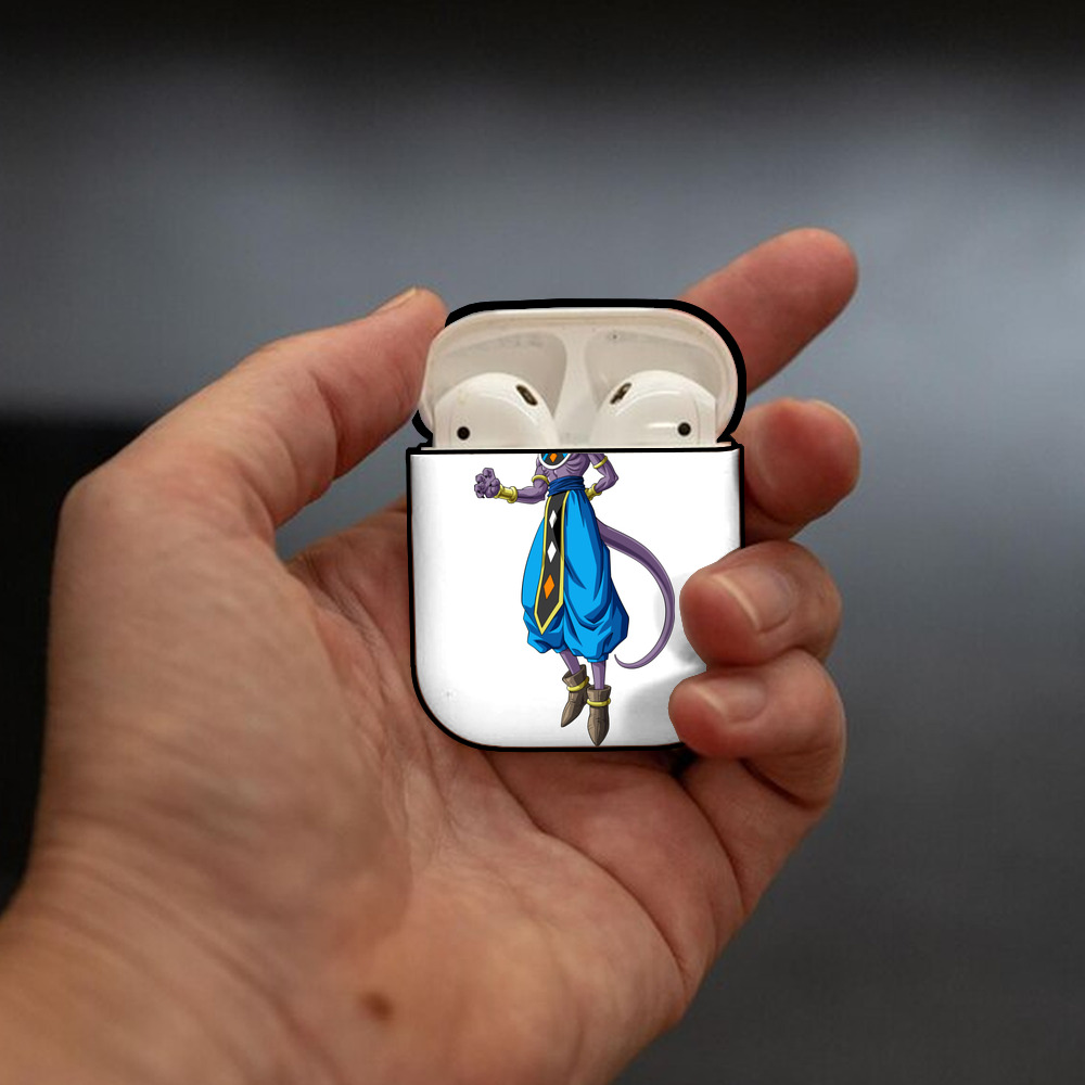 ドラゴンボール ビルス 破壊神ビルス DRAGON BALL Beerus Birusu AirPods 第2世代保護ケース ハードシェル ブラック 耐衝撃・防指紋・カラビナ付き