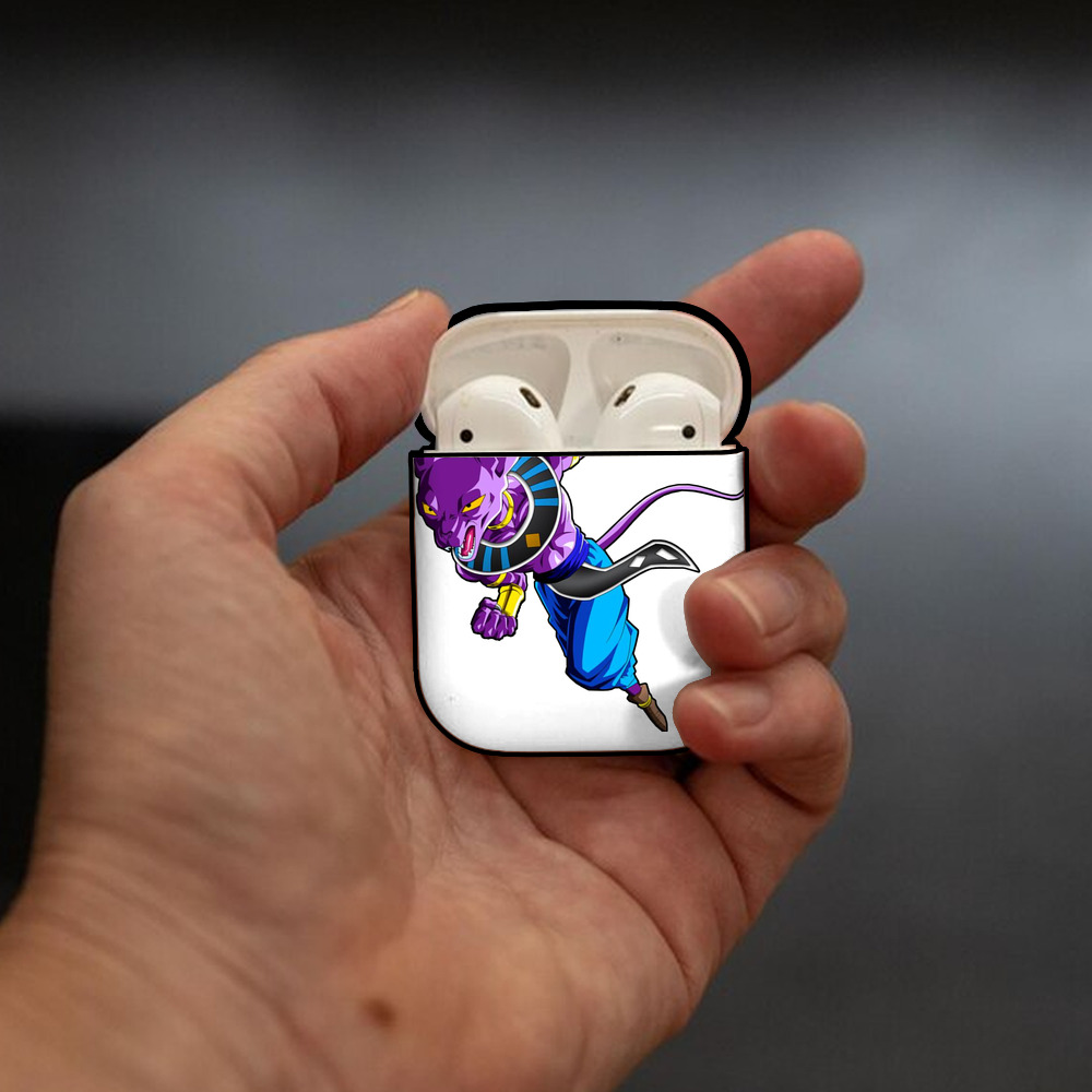 ドラゴンボール ビルス 破壊神ビルス DRAGON BALL Beerus Birusu AirPods 第2世代保護ケース ハードシェル ブラック 耐衝撃・防指紋・カラビナ付き