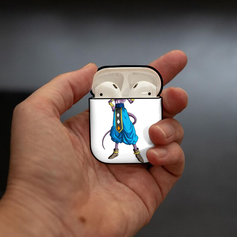 ドラゴンボール ビルス 破壊神ビルス DRAGON BALL Beerus Birusu AirPods 第2世代保護ケース ハードシェル ブラック 耐衝撃・防指紋・カラビナ付き