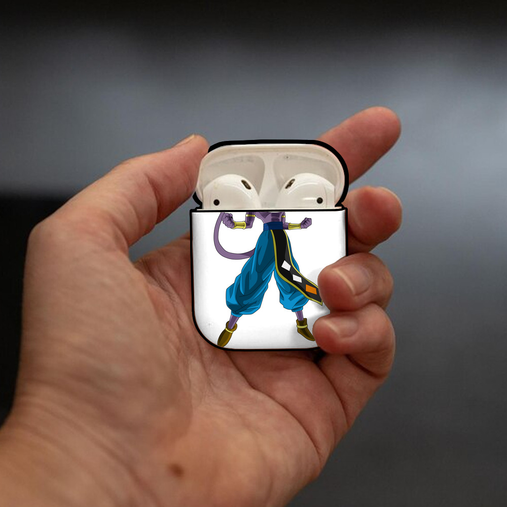 ドラゴンボール ビルス 破壊神ビルス DRAGON BALL Beerus Birusu AirPods 第2世代保護ケース ハードシェル ブラック 耐衝撃・防指紋・カラビナ付き