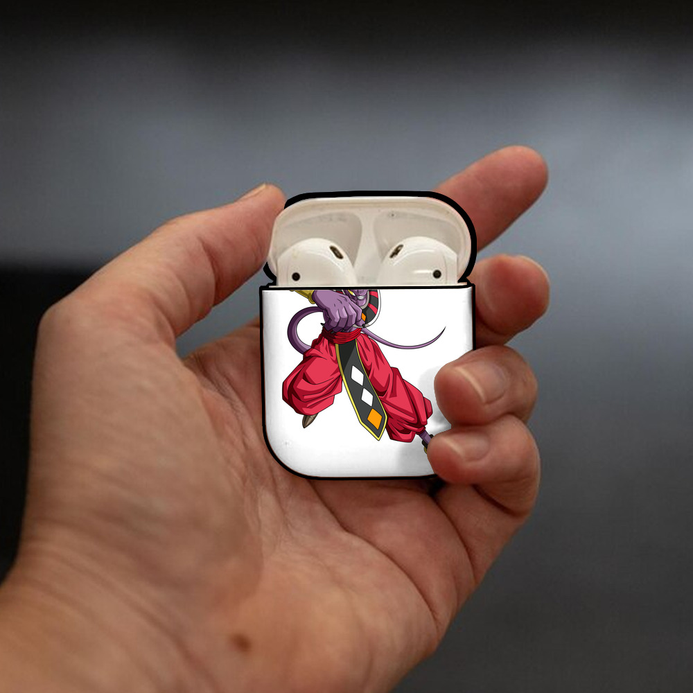 ドラゴンボール ビルス 破壊神ビルス DRAGON BALL Beerus Birusu AirPods 第2世代保護ケース ハードシェル ブラック 耐衝撃・防指紋・カラビナ付き