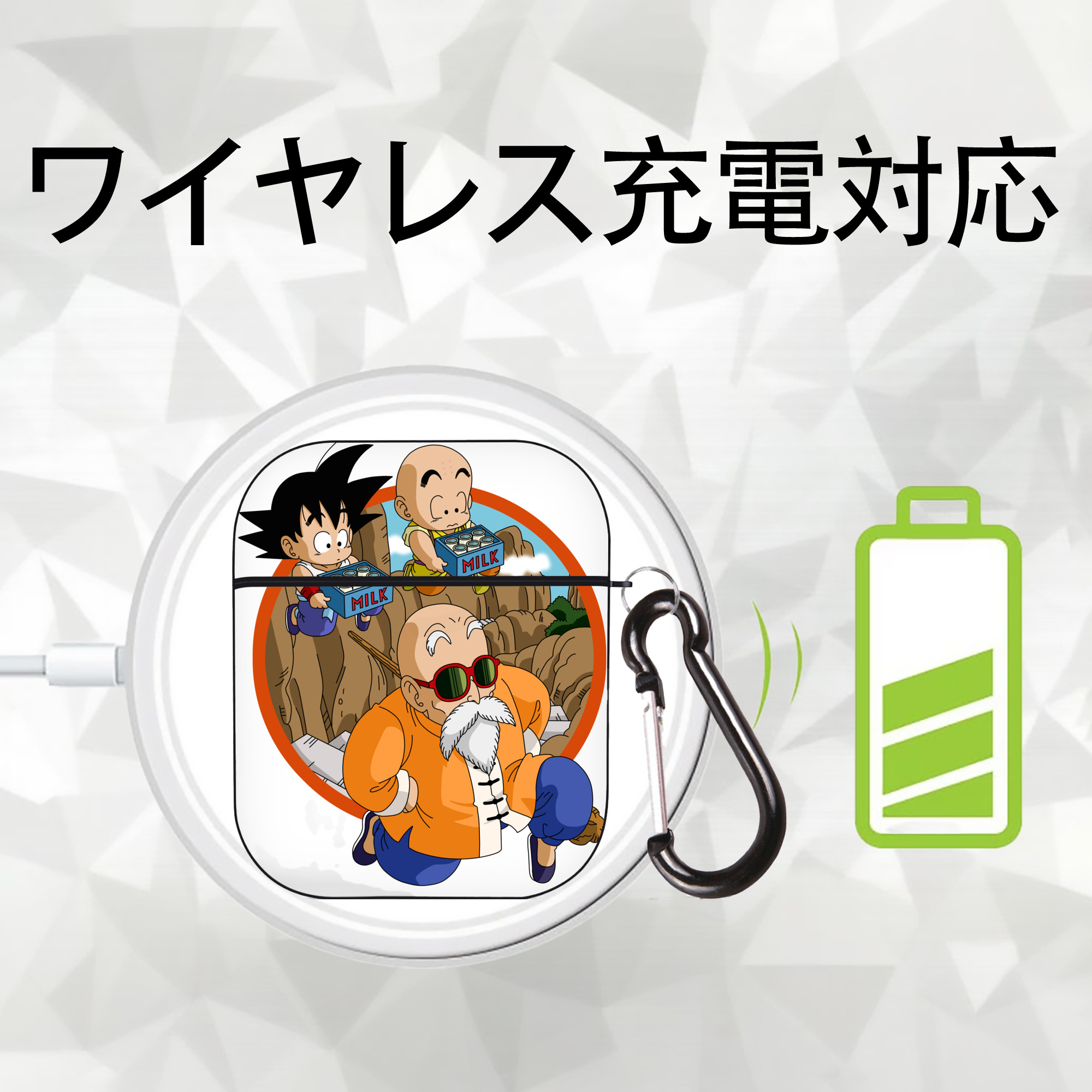 ドラゴンボール 亀仙人（かめせんにん） DRAGON BALL Master Roshi Kame Sennin AirPods 第2世代保護ケース ハードシェル ブラック 耐衝撃・防指紋・カラビナ付き
