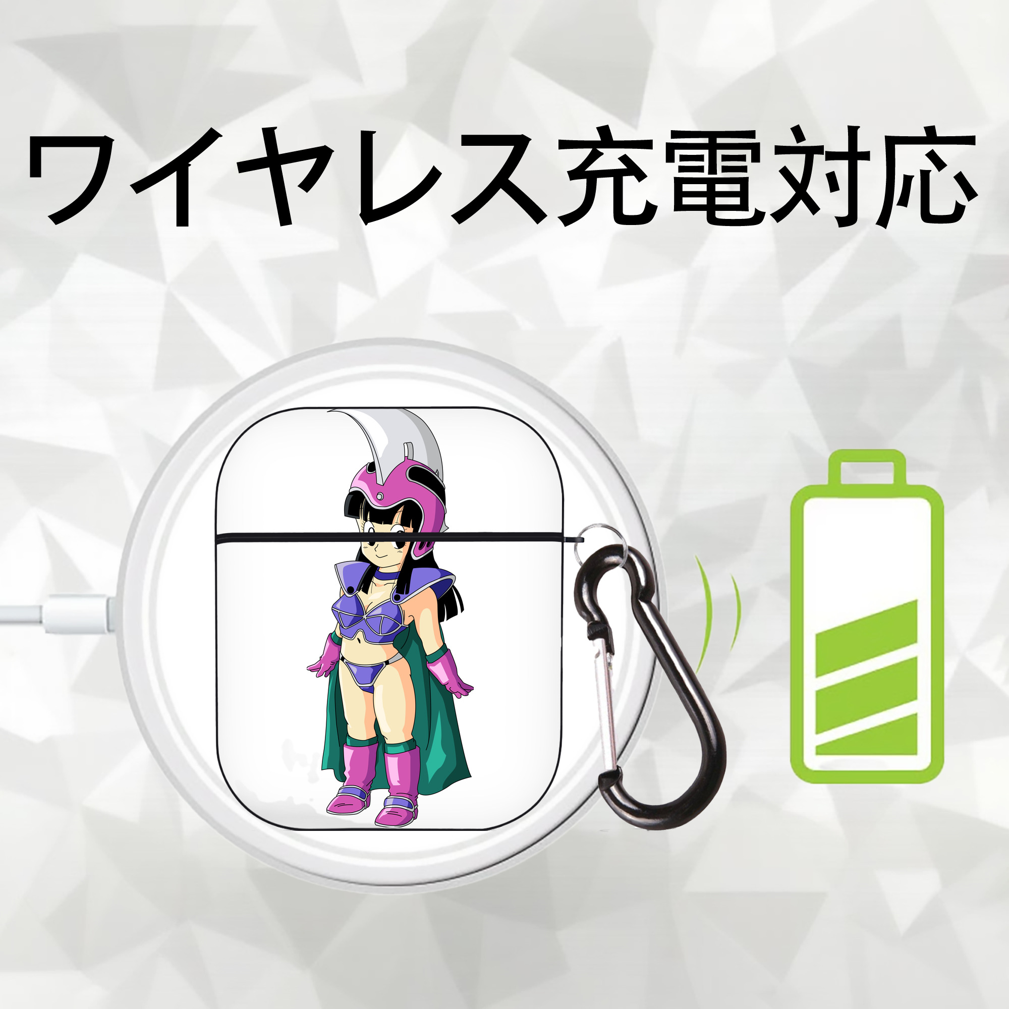 ドラゴンボール チチ DRAGON BALL Chichi AirPods 第2世代保護ケース ハードシェル ブラック 耐衝撃・防指紋・カラビナ付き