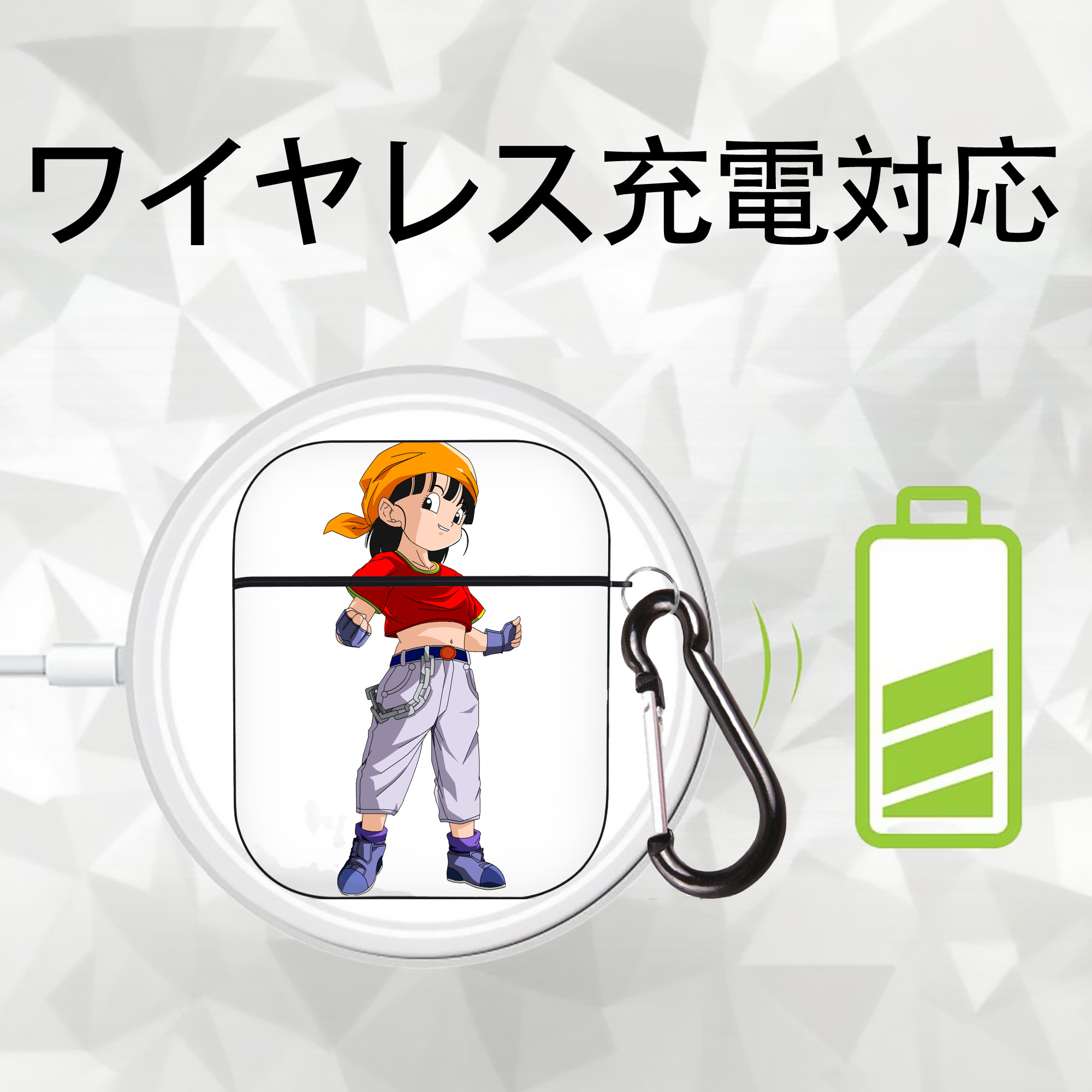 ドラゴンボール パン DRAGON BALL Pan AirPods 第2世代保護ケース ハードシェル ブラック 耐衝撃・防指紋・カラビナ付き
