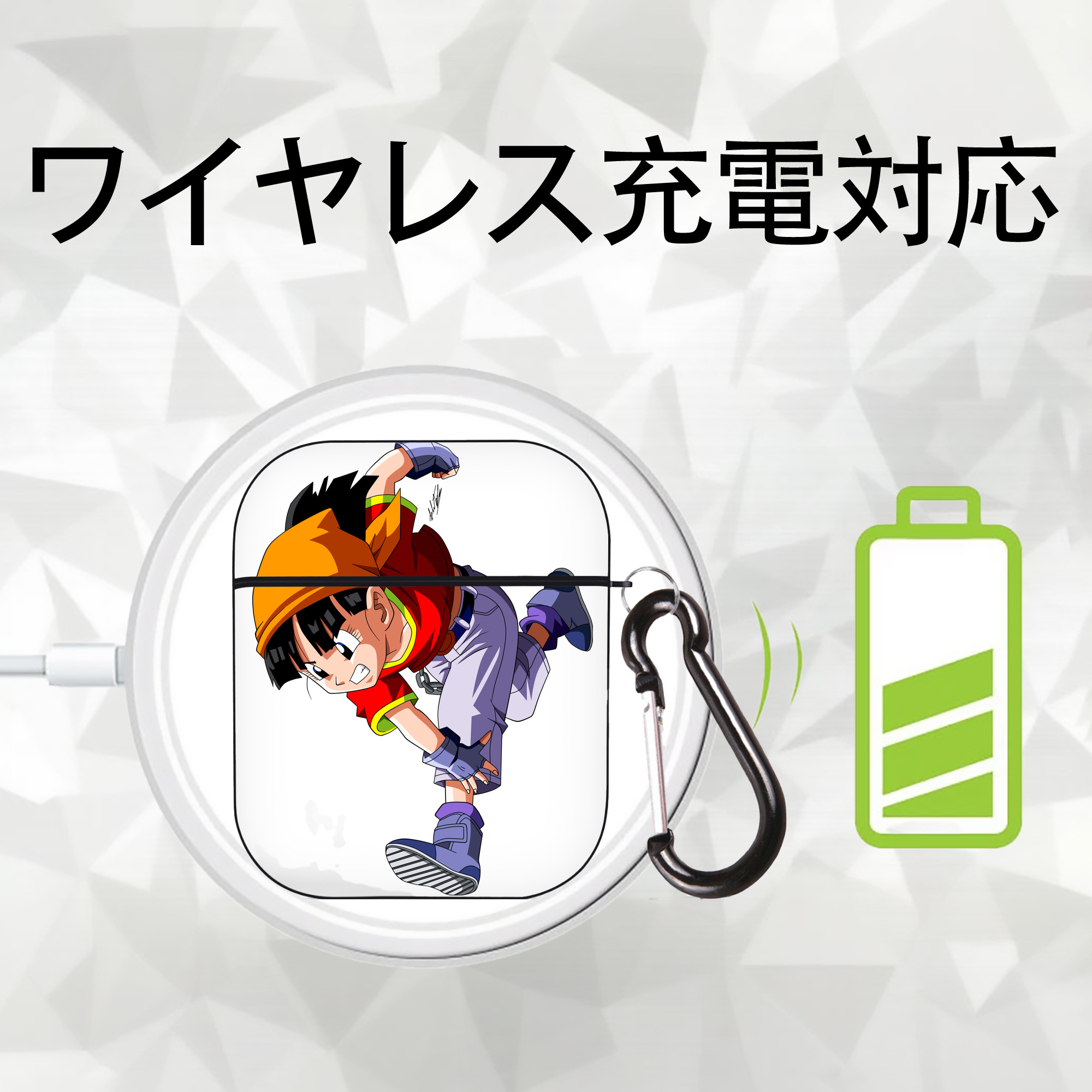 ドラゴンボール パン DRAGON BALL Pan AirPods 第2世代保護ケース ハードシェル ブラック 耐衝撃・防指紋・カラビナ付き